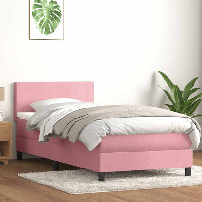 Box Spring Postel S Matrací Růžová 80X220 Cm Samet