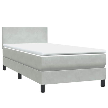 Box Spring Postel S Matrací Samet Světle Šedá