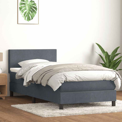 Box Spring Postel S Matrací Samet Tmavě Šedá