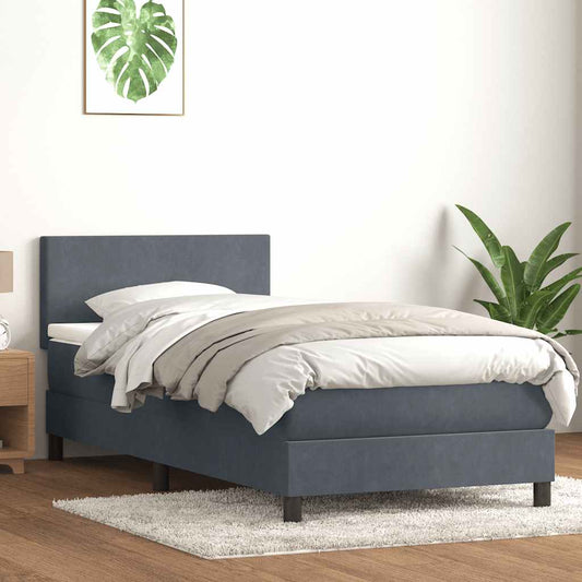 Box Spring Postel S Matrací Samet Tmavě Šedá