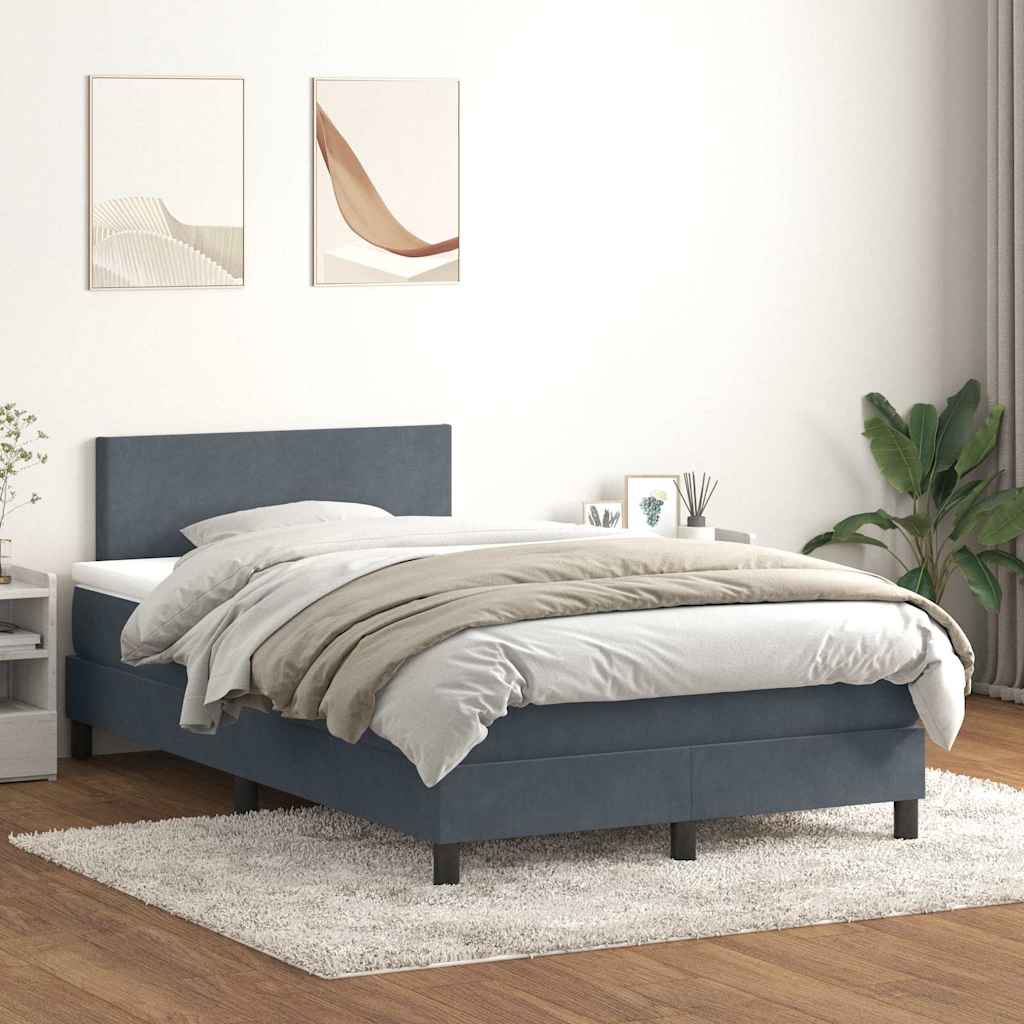 Box Spring Postel S Matrací Samet Tmavě Šedá