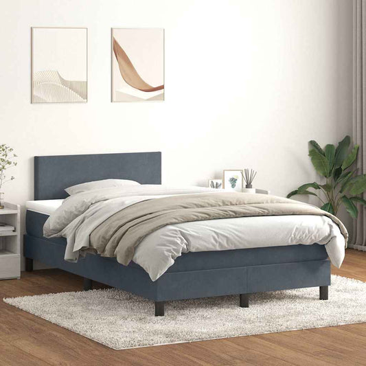 Box Spring Postel S Matrací Samet Tmavě Šedá