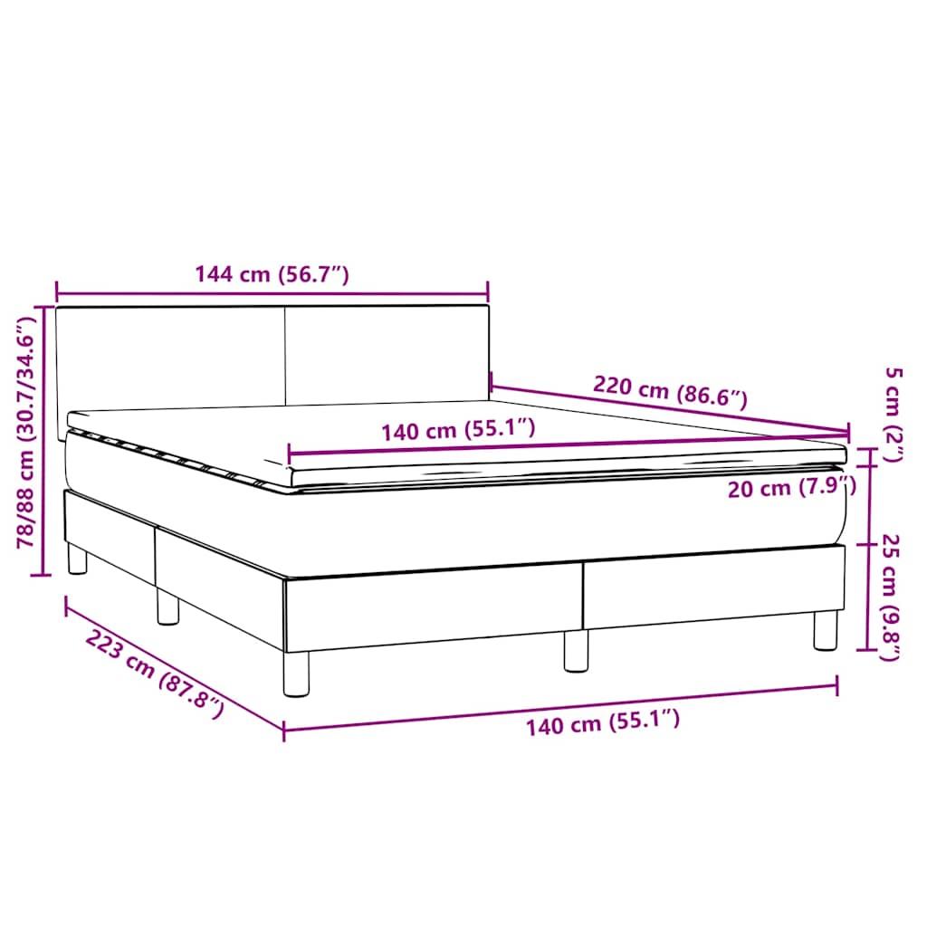 Box Spring Postel S Matrací Růžová 140X220 Cm Samet