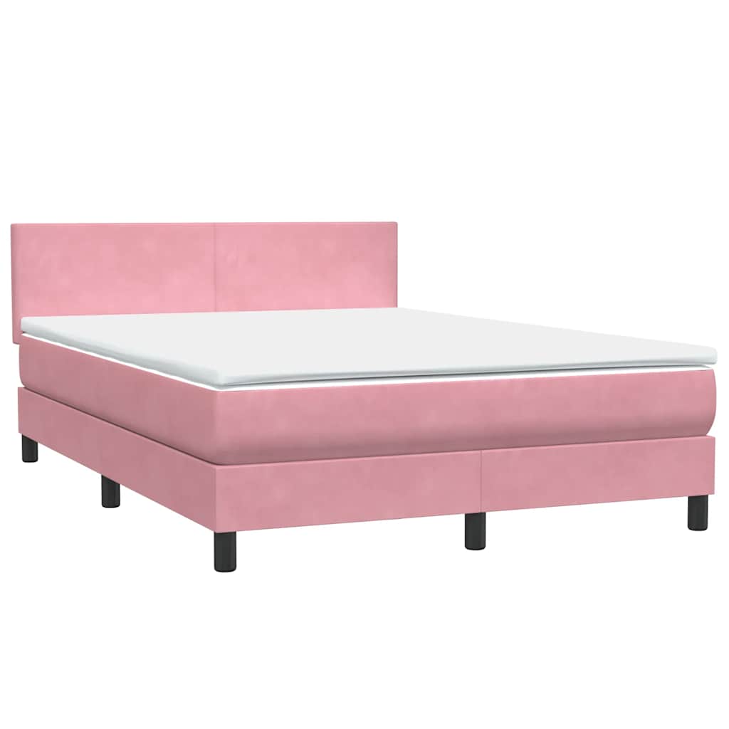Box Spring Postel S Matrací Růžová 140X220 Cm Samet