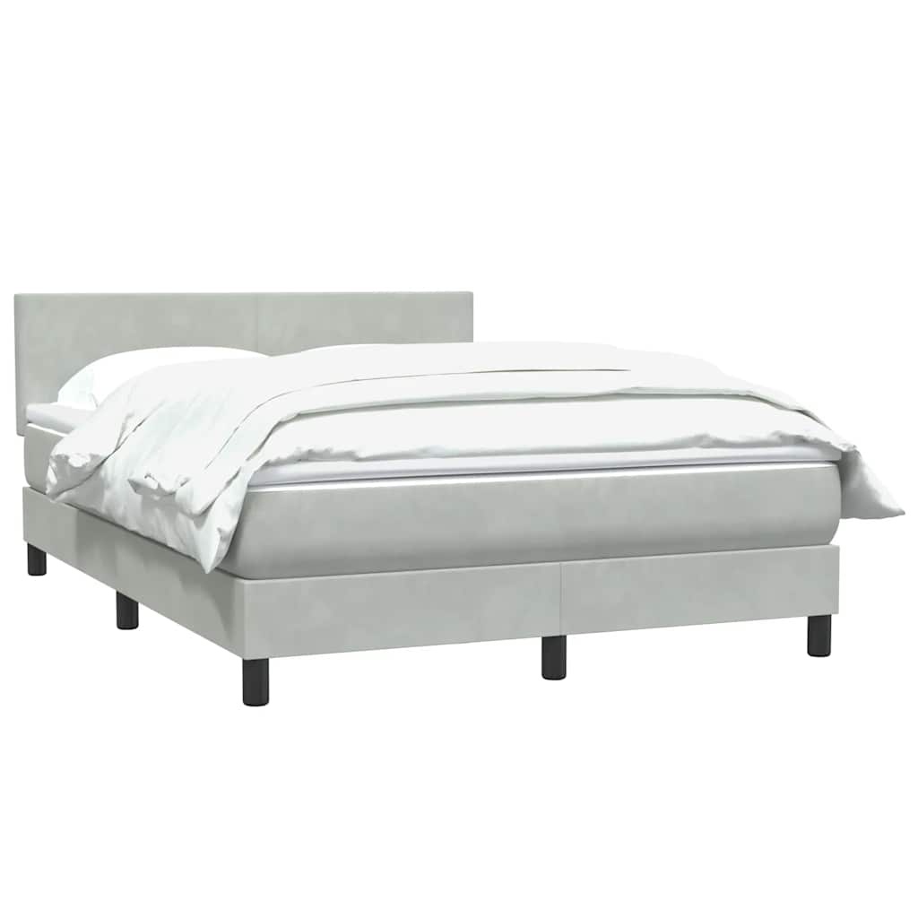 Box Spring Postel S Matrací Samet Světle Šedá