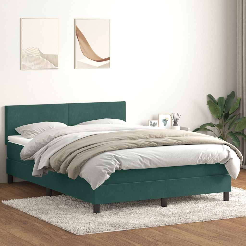 Box Spring Postel S Matrací Tmavě Zelená 160X220 Cm Samet