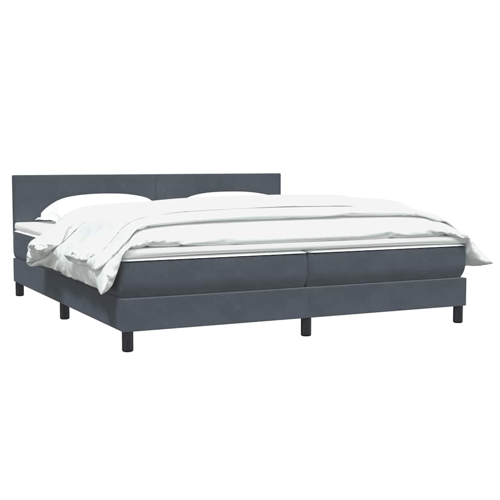 Box Spring Postel S Matrací Samet Tmavě Šedá
