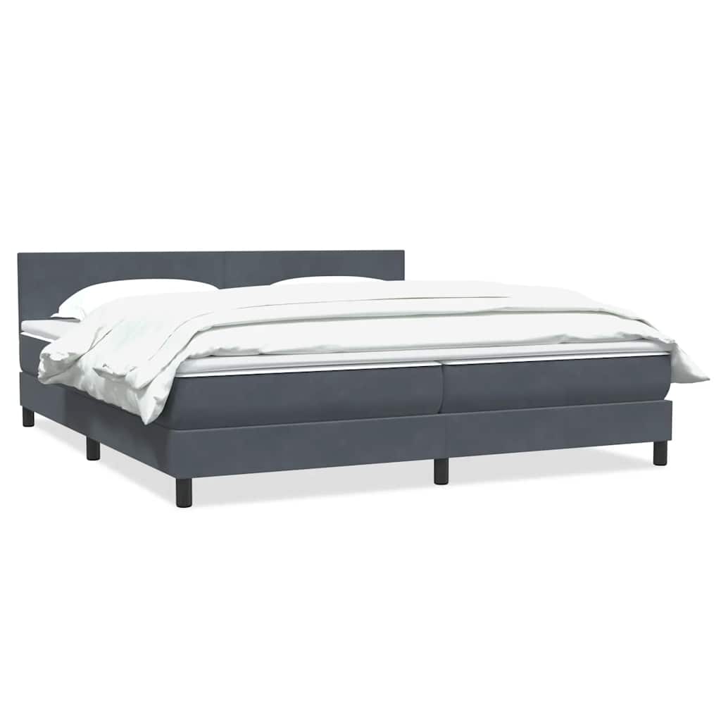 Box Spring Postel S Matrací Samet Tmavě Šedá