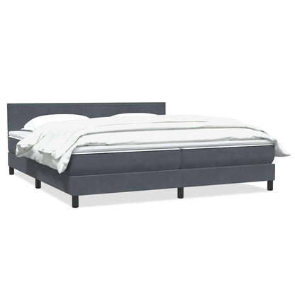 Box Spring Postel S Matrací Samet Tmavě Šedá