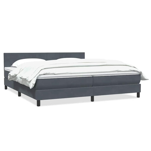 Box Spring Postel S Matrací Samet Tmavě Šedá