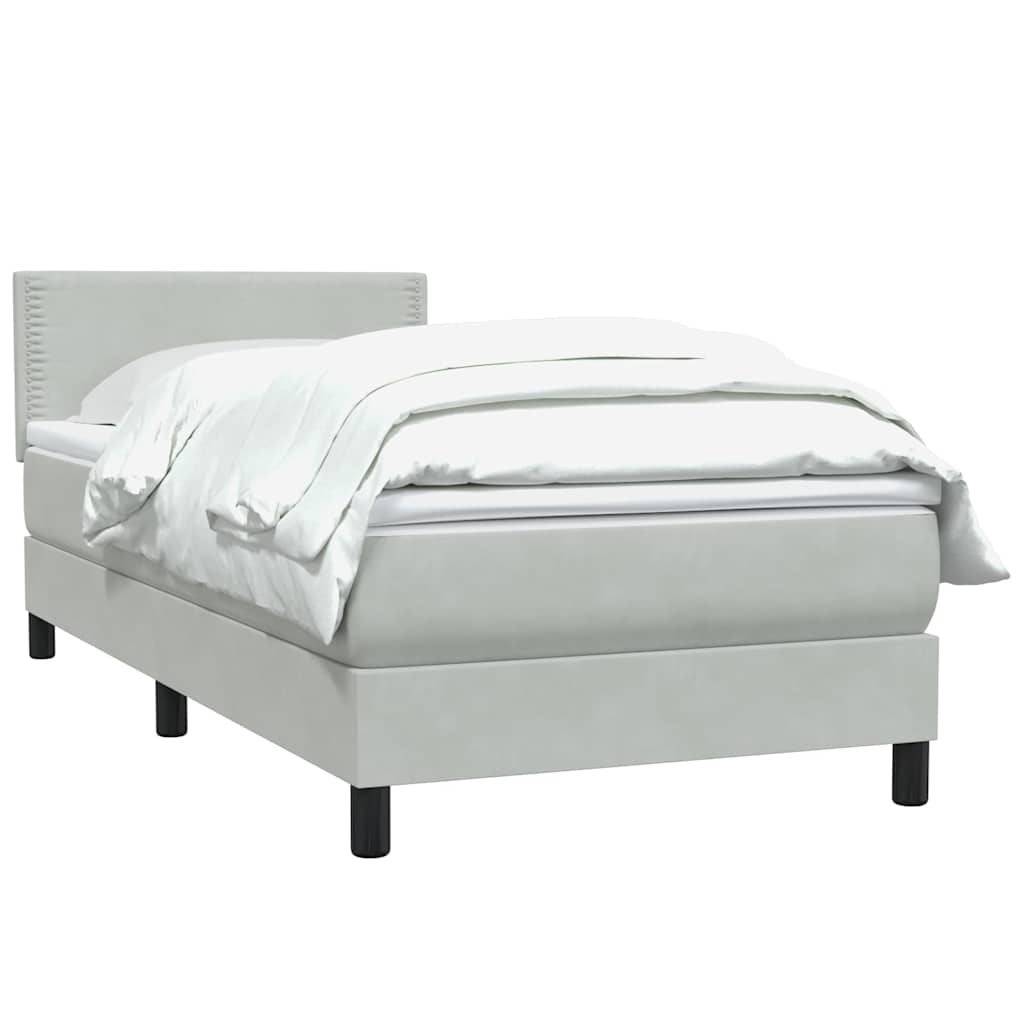 Box Spring Postel S Matrací Světle Šedá 80X210 Cm Samet