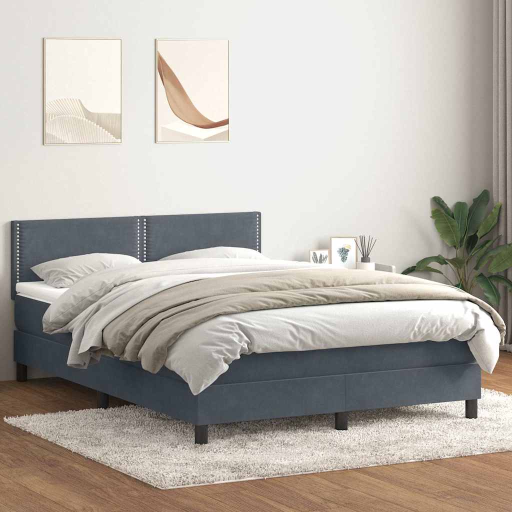 Box Spring Postel S Matrací Tmavě Šedá 160X210 Cm Samet