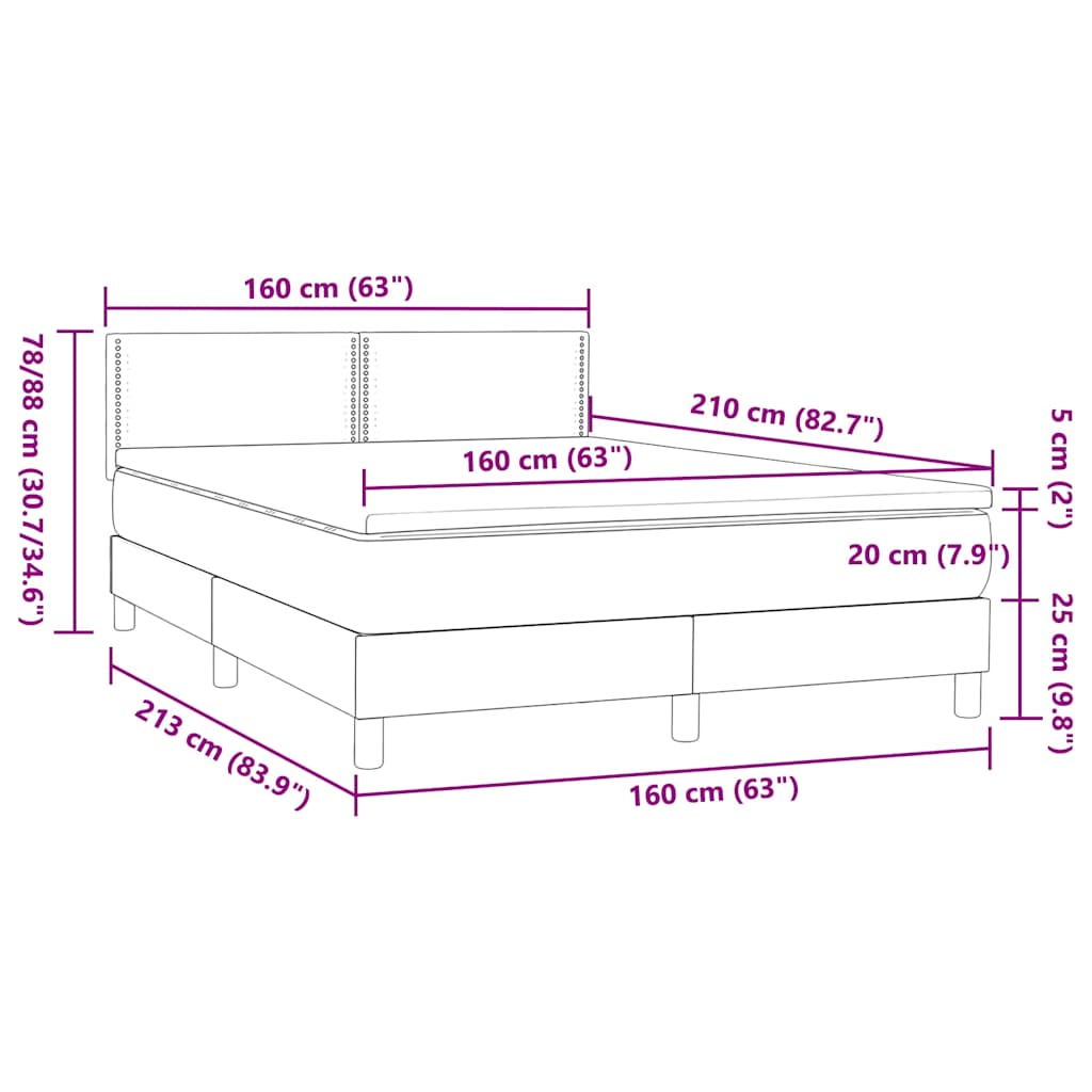 Box Spring Postel S Matrací Černá 160X210 Cm Samet