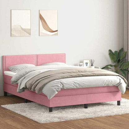 Box Spring Postel S Matrací Růžová 160X210 Cm Samet
