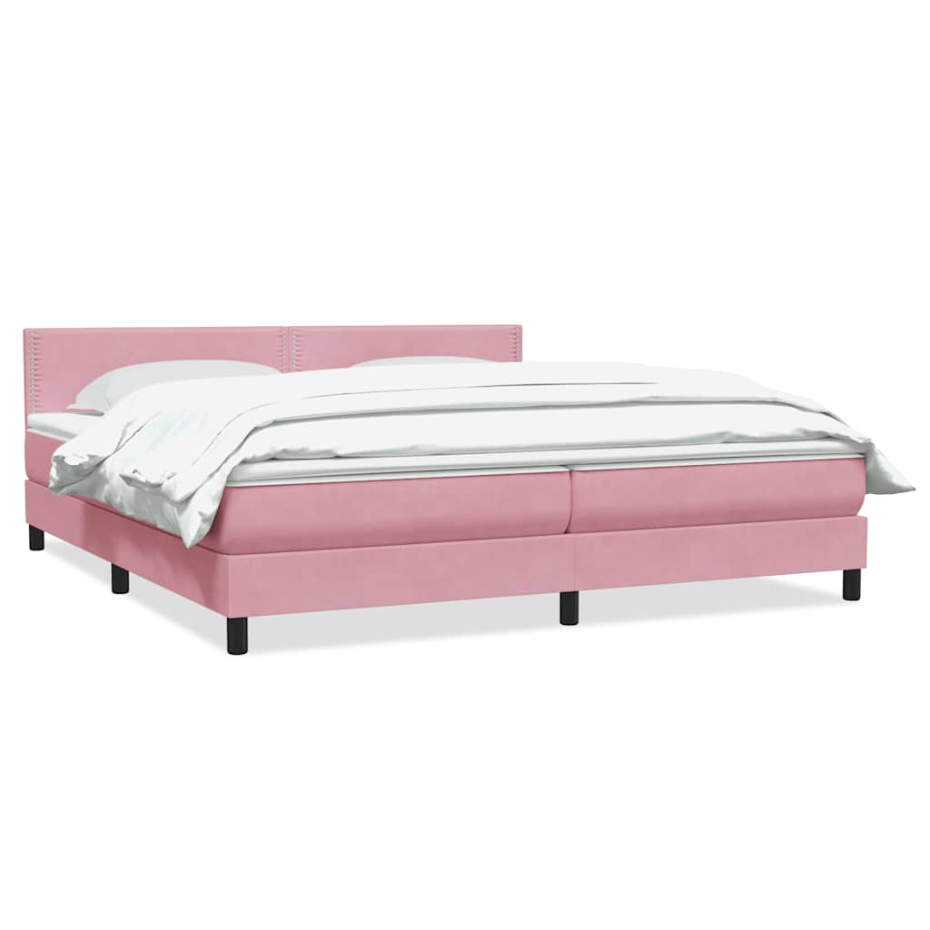 Box Spring Postel S Matrací Růžová 180X210 Cm Samet