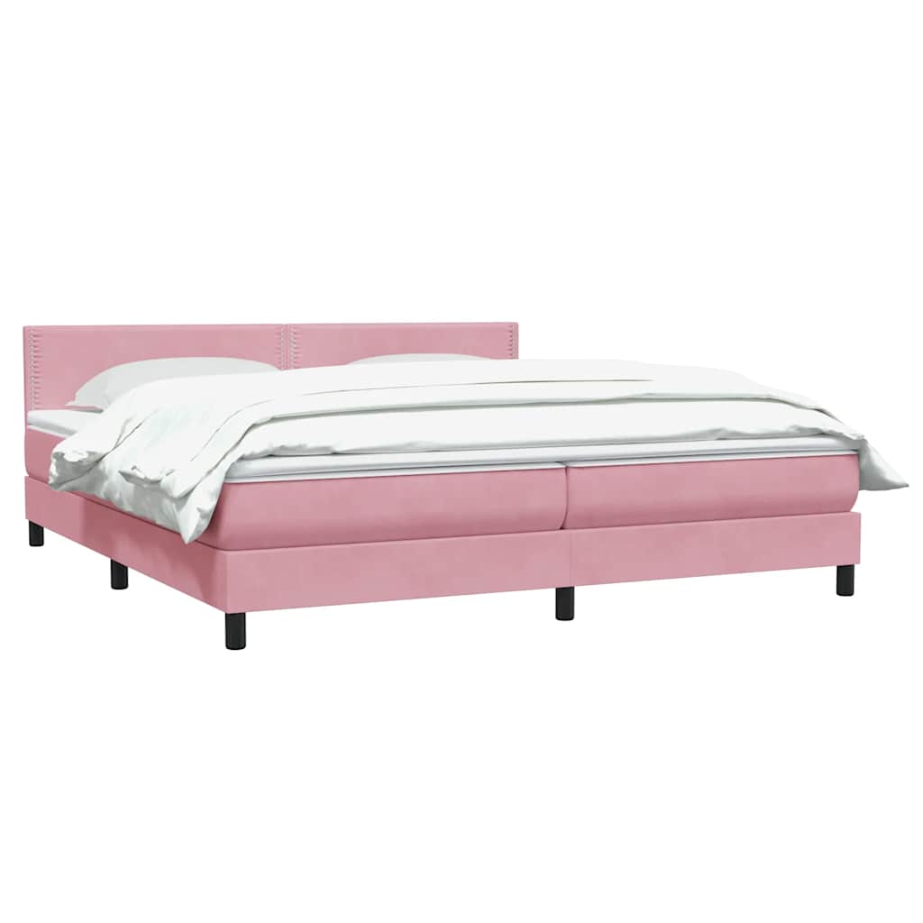 Box Spring Postel S Matrací Růžová 180X210 Cm Samet