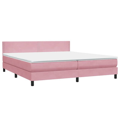 Box Spring Postel S Matrací Růžová 180X210 Cm Samet