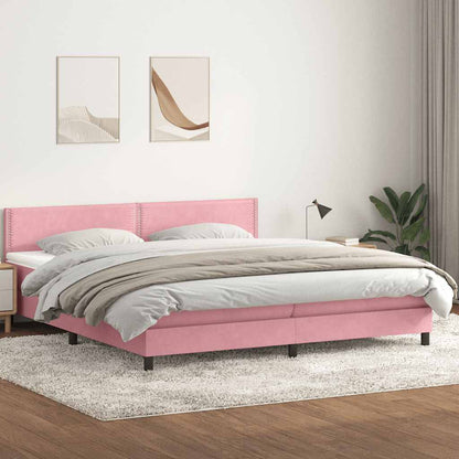 Box Spring Postel S Matrací Růžová 180X210 Cm Samet