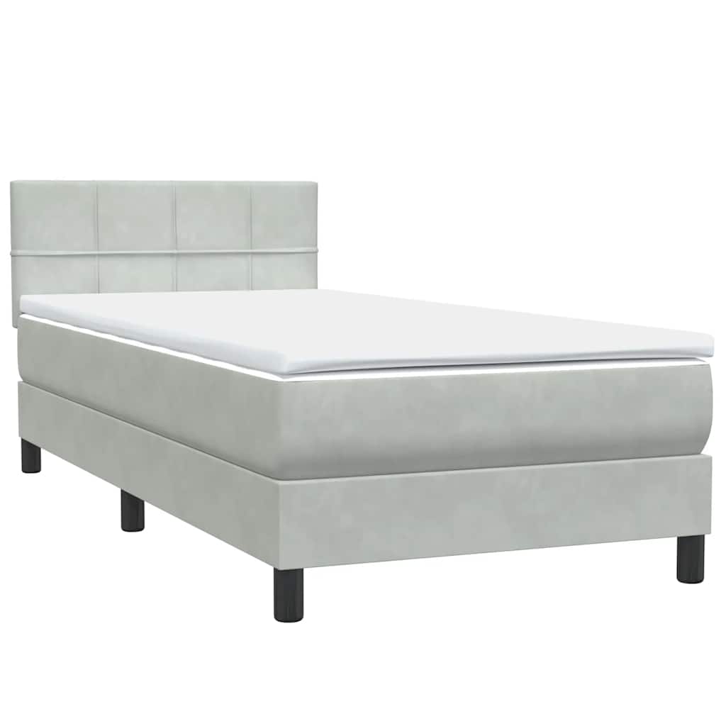 Box Spring Postel S Matrací Samet Světle Šedá