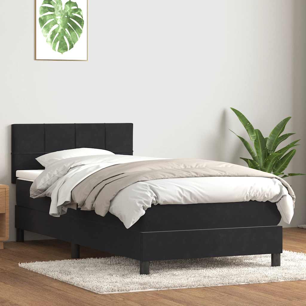 Box Spring Postel S Matrací Černá Samet Černá