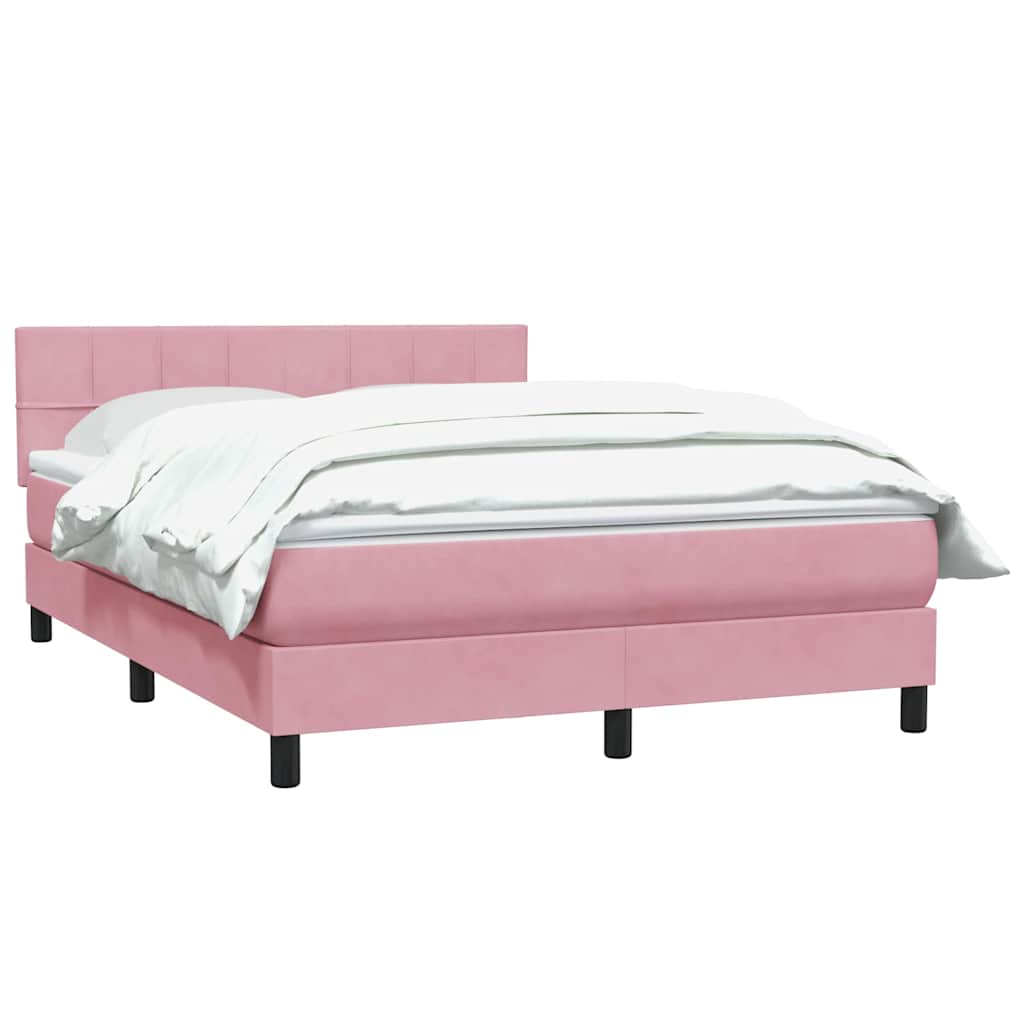 Box Spring Postel S Matrací Růžová 140X210 Cm Samet