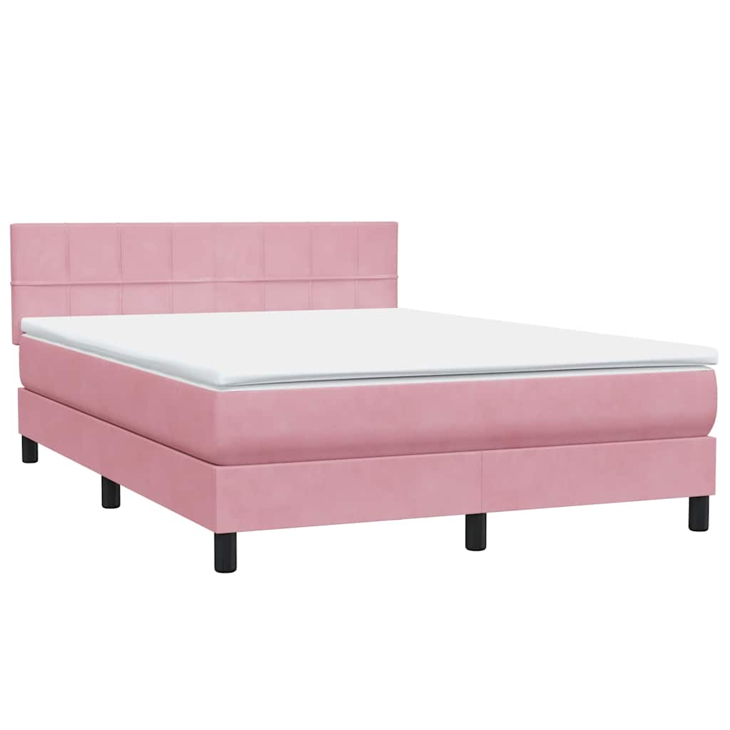 Box Spring Postel S Matrací Růžová 140X210 Cm Samet