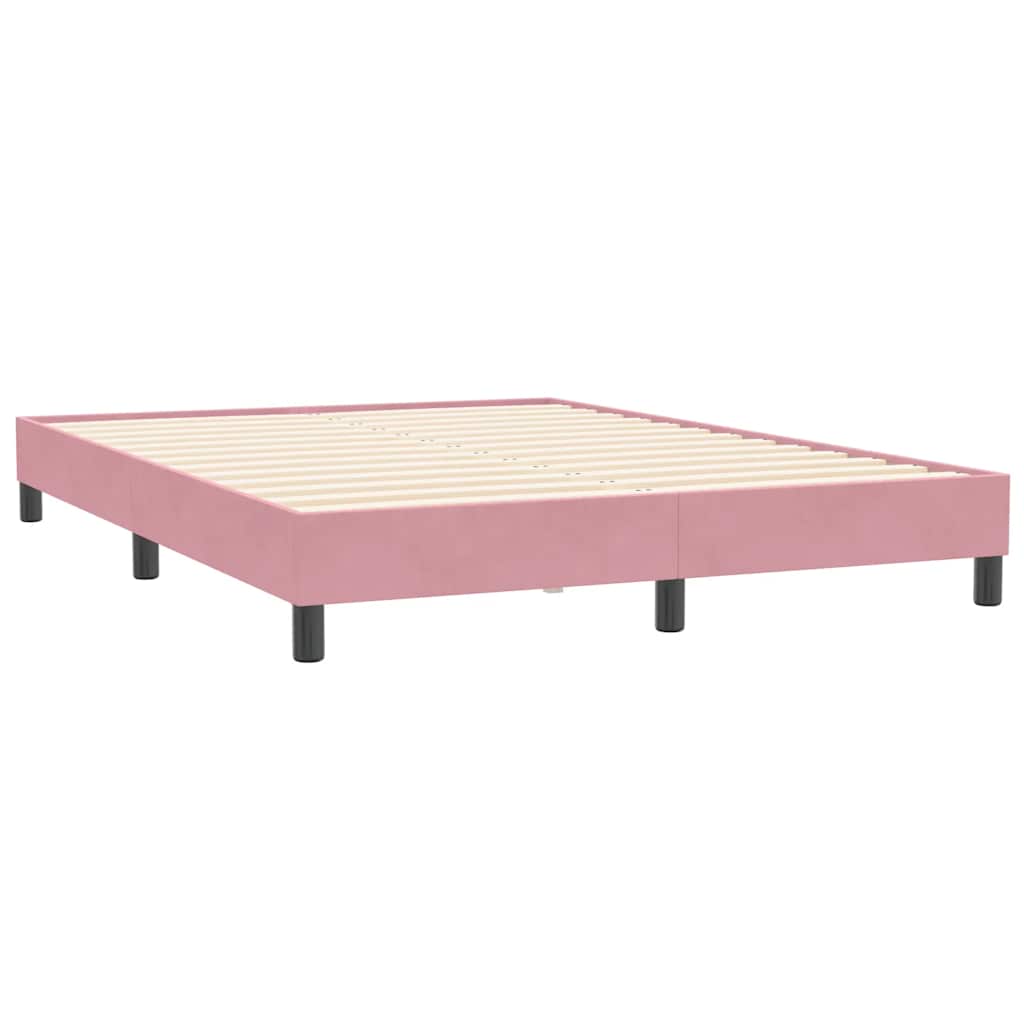 Box Spring Postel S Matrací Růžová 140X210 Cm Samet