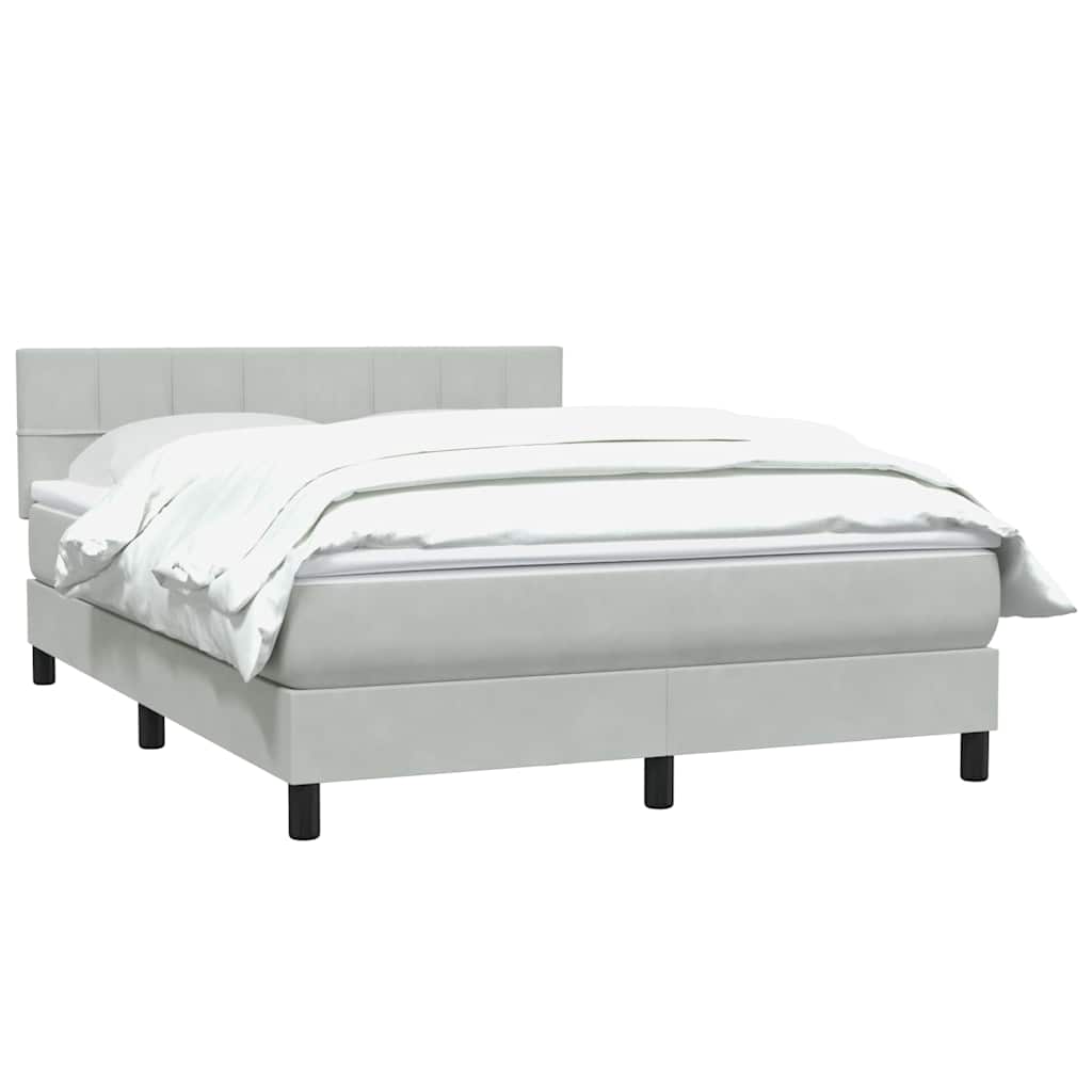 Box Spring Postel S Matrací Samet Světle Šedá