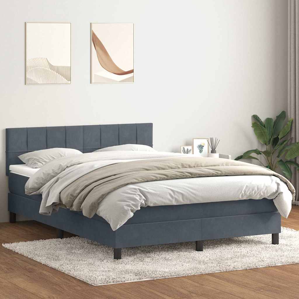 Box Spring Postel S Matrací Tmavě Šedá 160X210 Cm Samet