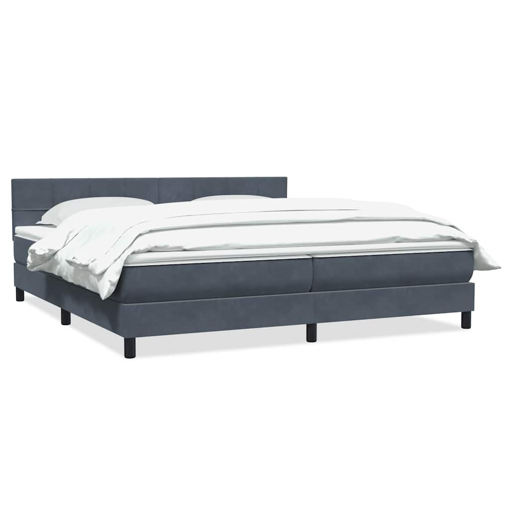 Box Spring Postel S Matrací Samet Tmavě Šedá