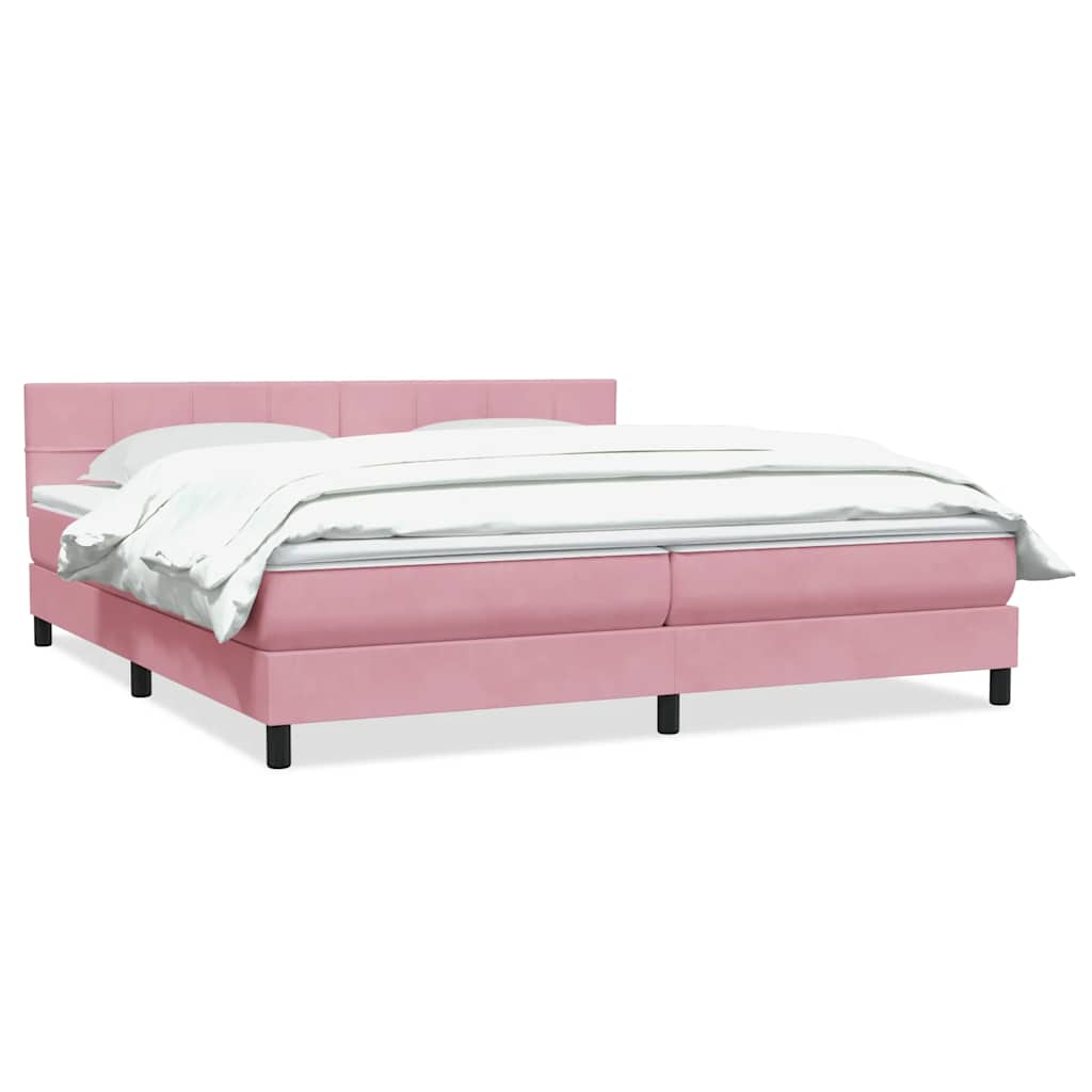 Box Spring Postel S Matrací Růžová 180X210 Cm Samet
