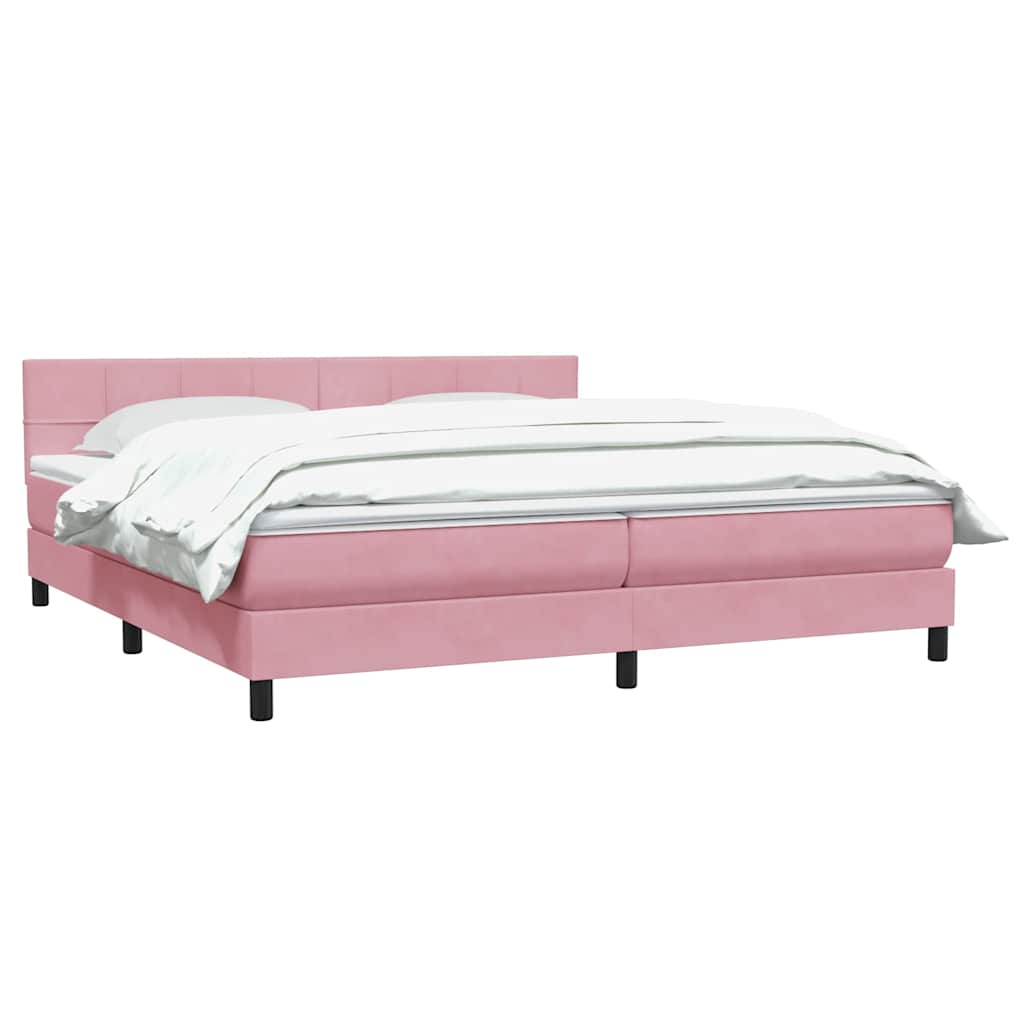 Box Spring Postel S Matrací Růžová 180X210 Cm Samet