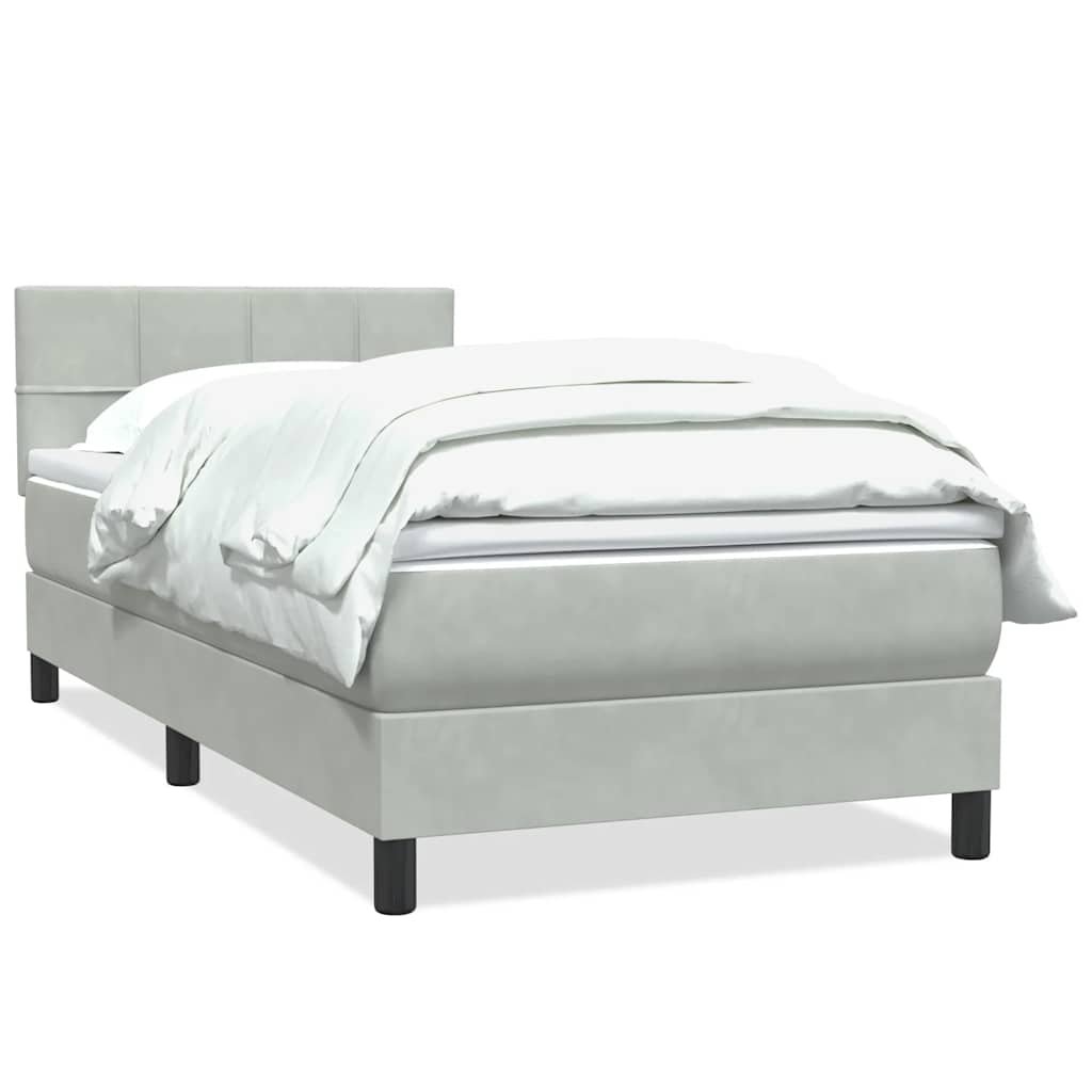 Box Spring Postel S Matrací Samet Světle Šedá