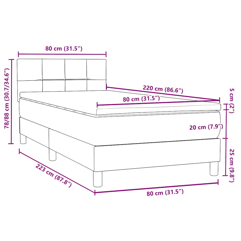Box Spring Postel S Matrací Samet Světle Šedá