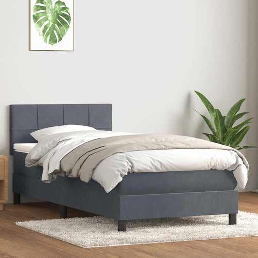 Box Spring Postel S Matrací Samet Tmavě Šedá