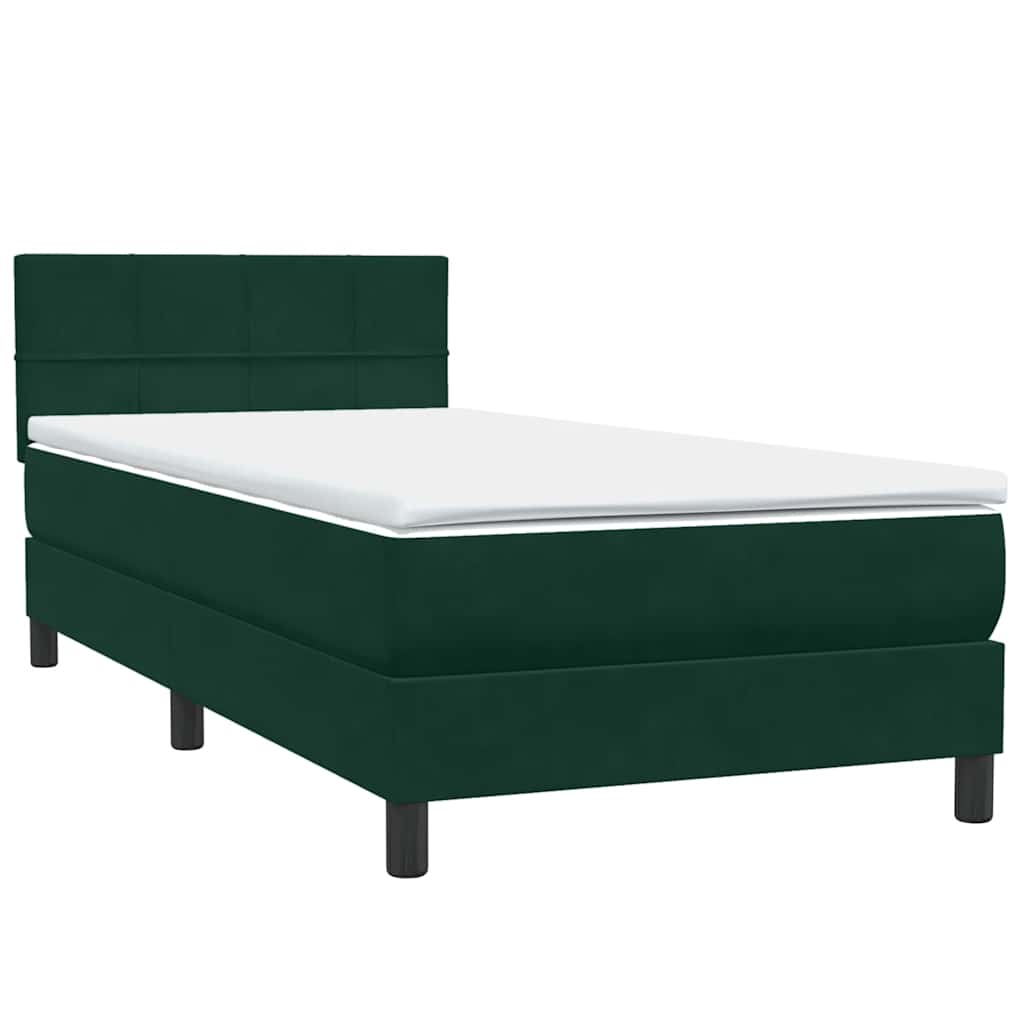 Box Spring Postel S Matrací Tmavě Zelená 80X220 Cm Samet