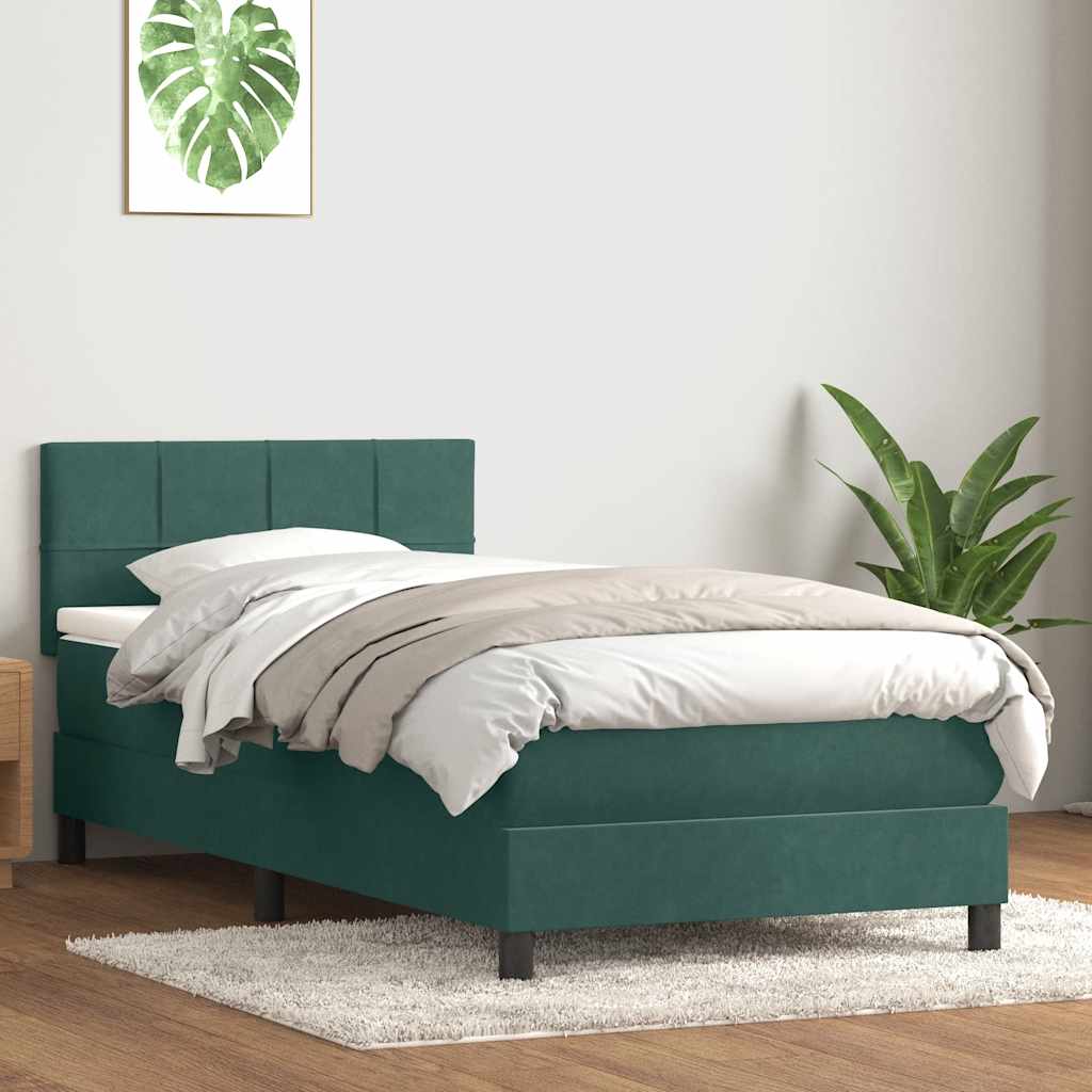 Box Spring Postel S Matrací Tmavě Zelená 80X220 Cm Samet