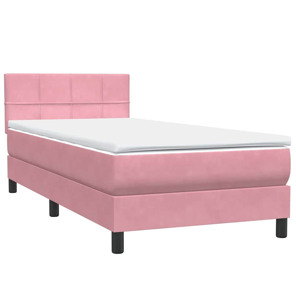 Box Spring Postel S Matrací Růžová 80X220 Cm Samet