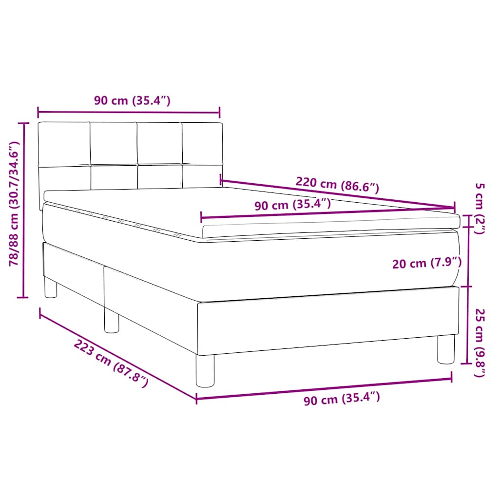 Box Spring Postel S Matrací Samet Tmavě Šedá
