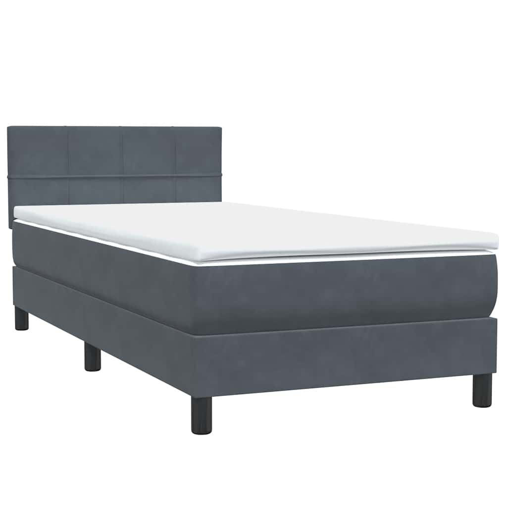 Box Spring Postel S Matrací Samet Tmavě Šedá