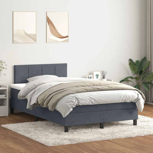 Box Spring Postel S Matrací Samet Tmavě Šedá