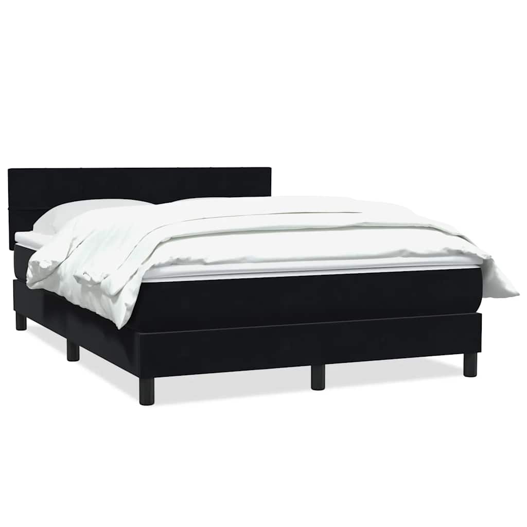 Box Spring Postel S Matrací Černá Samet Černá