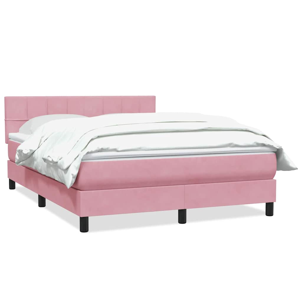 Box Spring Postel S Matrací Růžová 140X220 Cm Samet