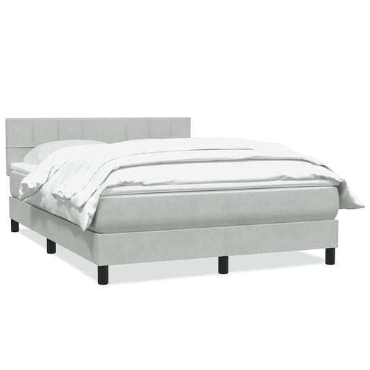 Box Spring Postel S Matrací Samet Světle Šedá