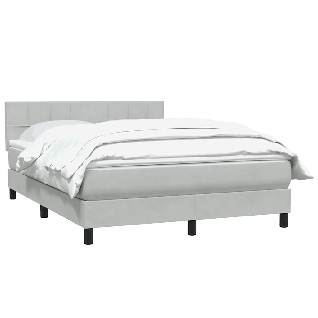 Box Spring Postel S Matrací Samet Světle Šedá