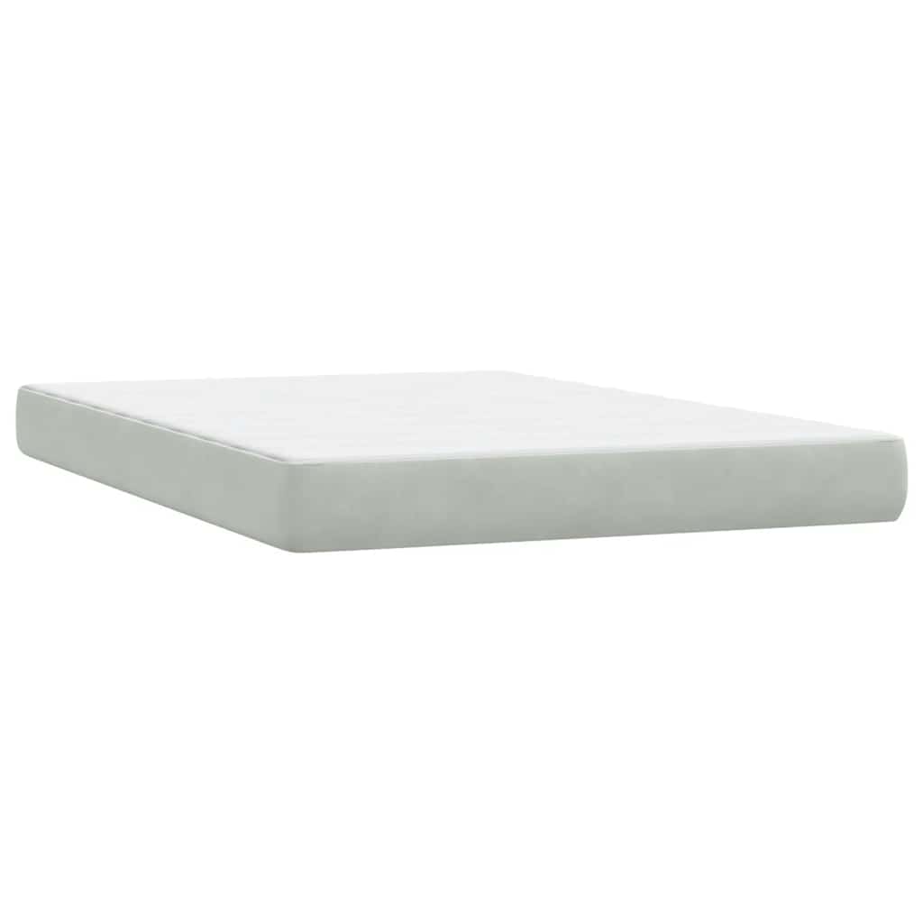 Box Spring Postel S Matrací Samet Světle Šedá