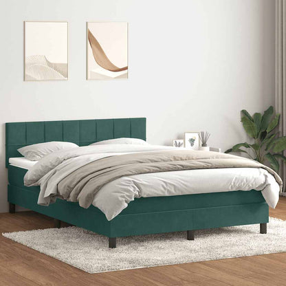 Box Spring Postel S Matrací Tmavě Zelená 160X220 Cm Samet