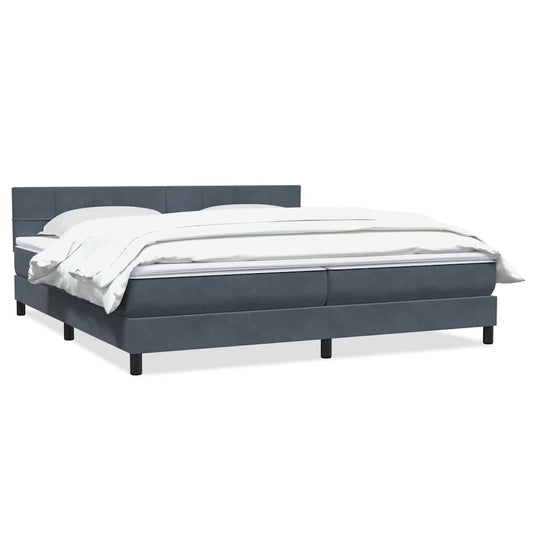 Box Spring Postel S Matrací Samet Tmavě Šedá