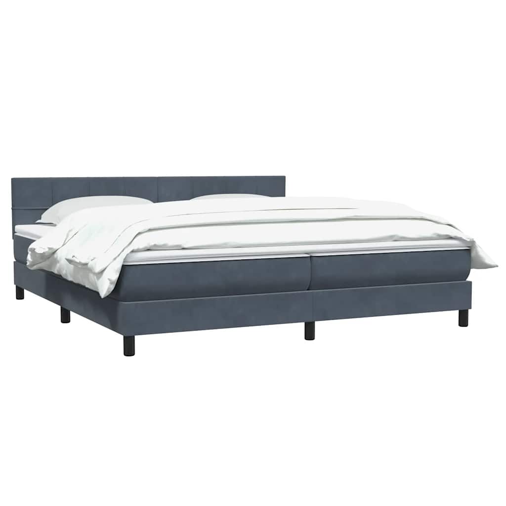 Box Spring Postel S Matrací Samet Tmavě Šedá