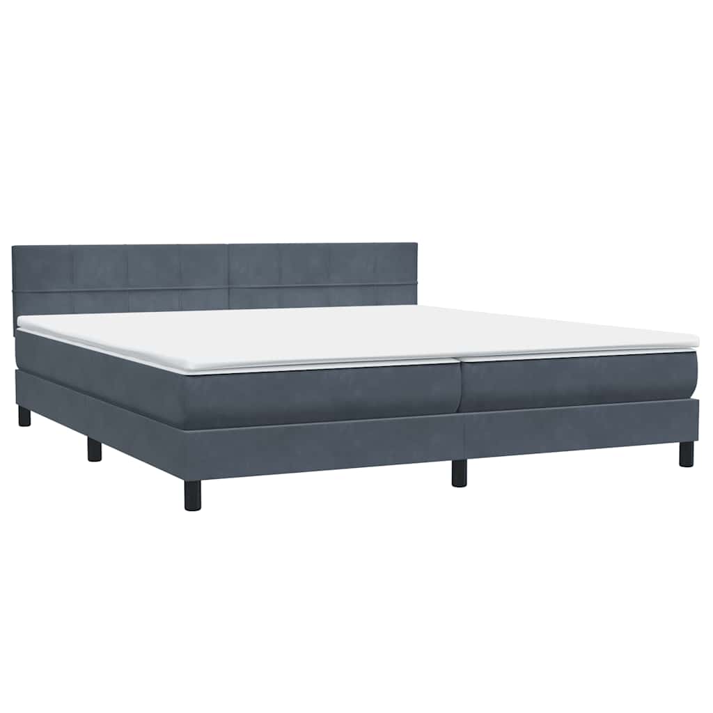 Box Spring Postel S Matrací Samet Tmavě Šedá